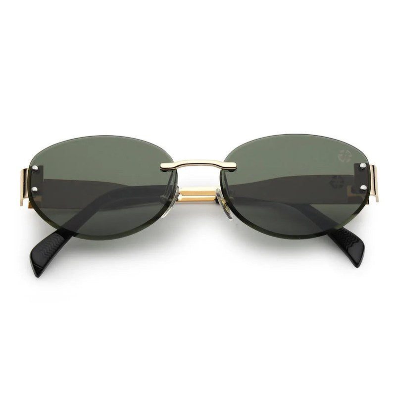 Kitto Green Medium Rim Less Oval Sunglasses for Men & Women — Hashtag Eyewears