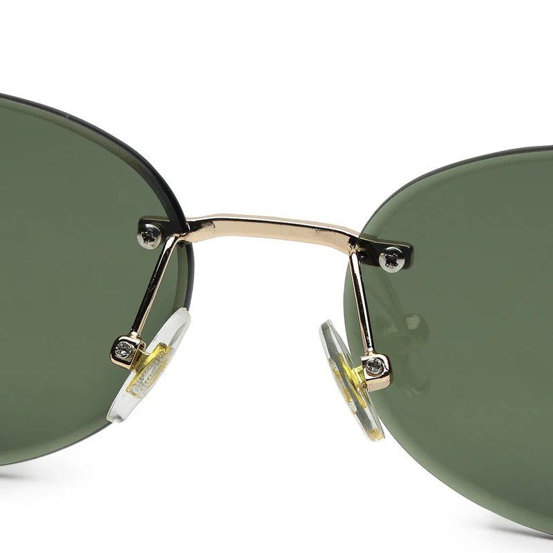 Kitto Green Medium Rim Less Oval Sunglasses for Men & Women — Hashtag Eyewears