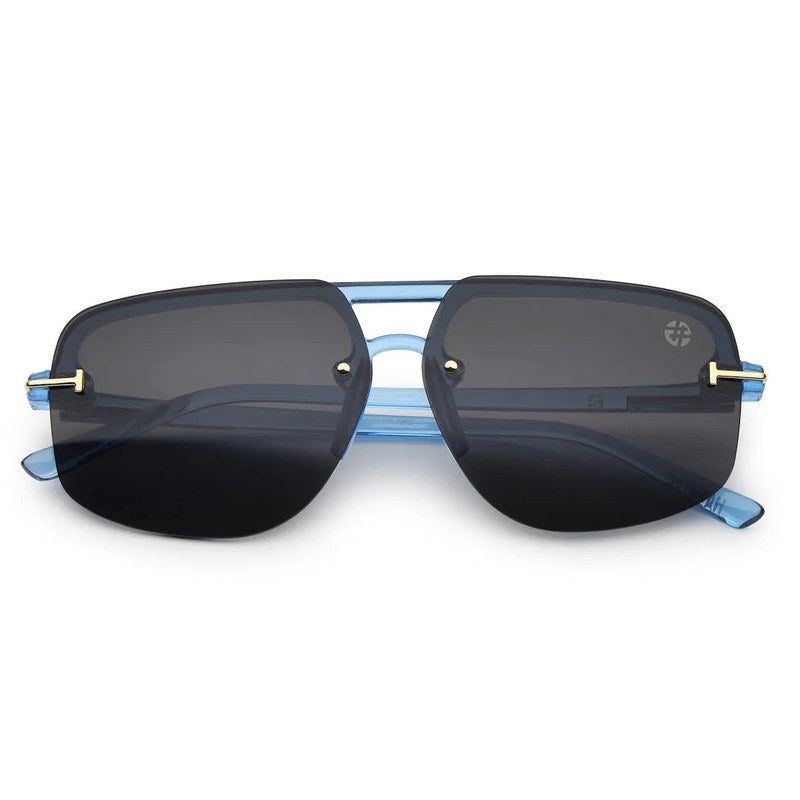 Kynox Blue Medium Half Rim Square Sunglasses for Men & Women — Hashtag Eyewears
