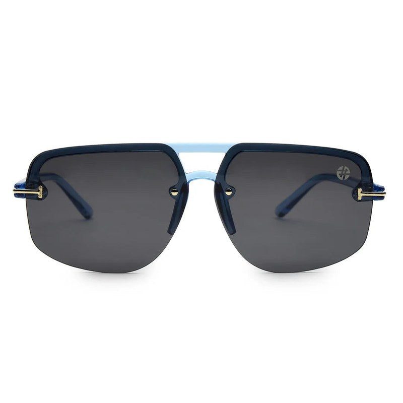 Kynox Blue Medium Half Rim Square Sunglasses for Men & Women — Hashtag Eyewears