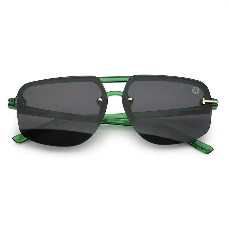 Kynox Green Medium Half Rim Square Sunglasses for Men & Women — Hashtag Eyewears