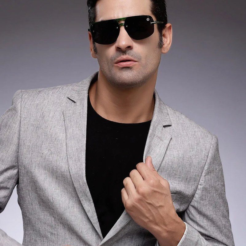 Kynox Green Medium Half Rim Square Sunglasses for Men & Women — Hashtag Eyewears