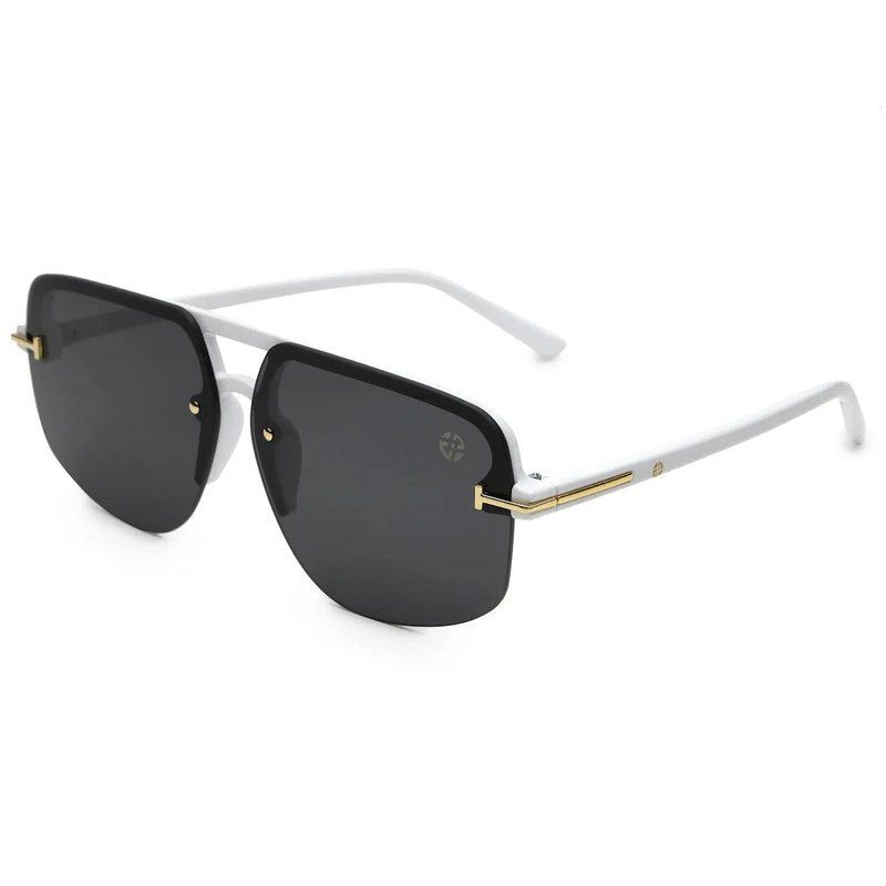 Kynox White Medium Half Rim Square Sunglasses for Men & Women — Hashtag Eyewears