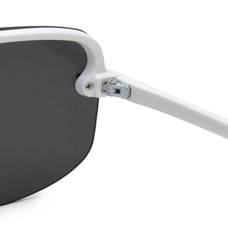 Kynox White Medium Half Rim Square Sunglasses for Men & Women — Hashtag Eyewears
