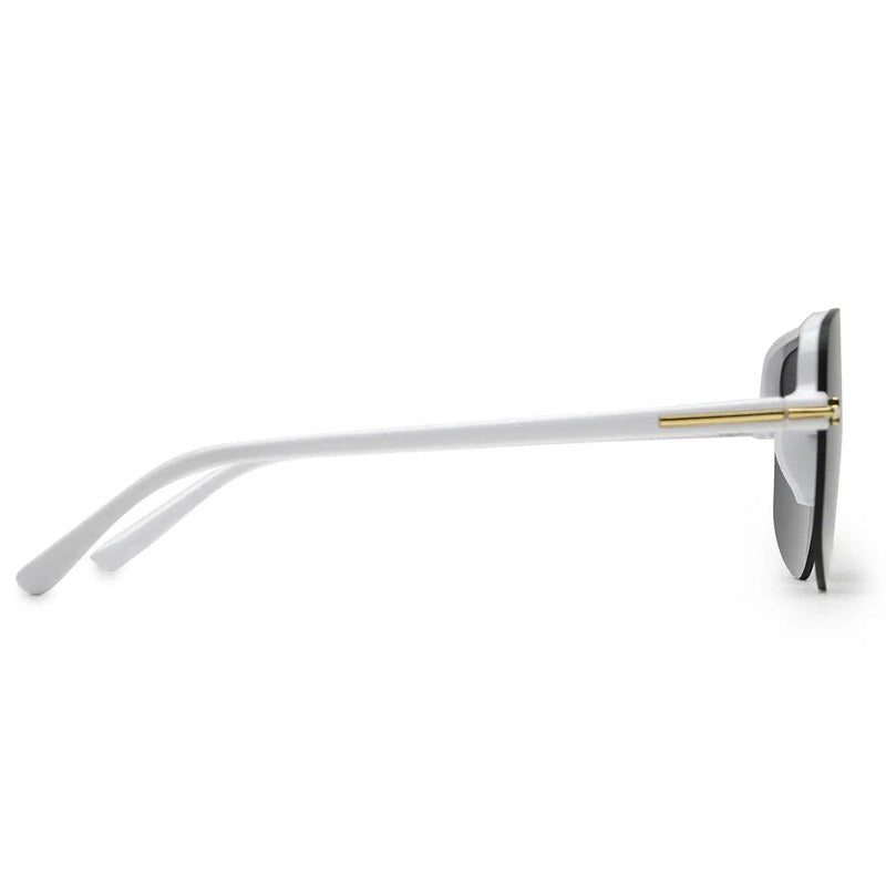 Kynox White Medium Half Rim Square Sunglasses for Men & Women — Hashtag Eyewears
