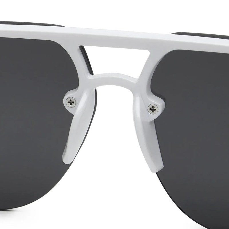 Kynox White Medium Half Rim Square Sunglasses for Men & Women — Hashtag Eyewears