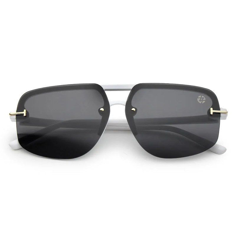 Kynox White Medium Half Rim Square Sunglasses for Men & Women — Hashtag Eyewears