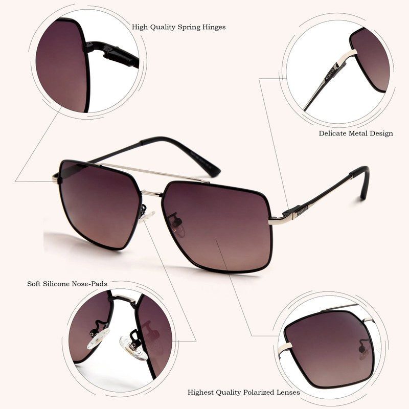 Kynra Black Large Full Rim Aviator Sunglasses for Men & Women — Hashtag Eyewears