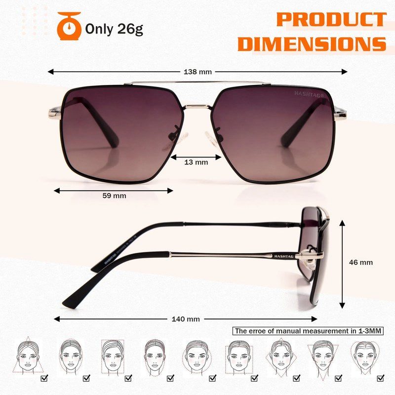Kynra Black Large Full Rim Aviator Sunglasses for Men & Women — Hashtag Eyewears