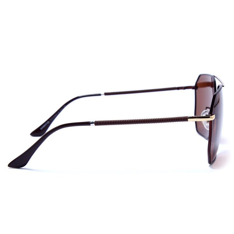 Lenis Golden & Brown Large Full Rim Hexagonal Sunglasses for Men & Women — Hashtag Eyewears