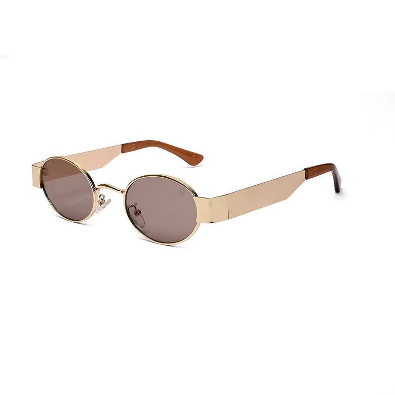 Liora Brown Small Full Rim Oval Sunglasses for Women — Hashtag Eyewears