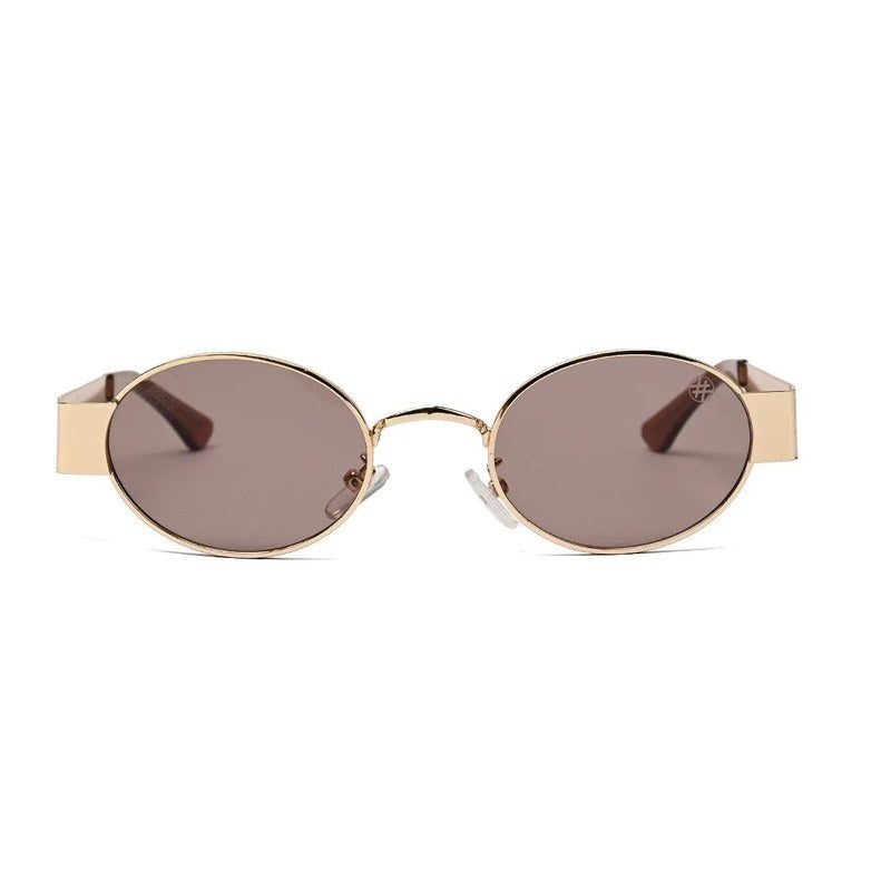 Liora Brown Small Full Rim Oval Sunglasses for Women — Hashtag Eyewears