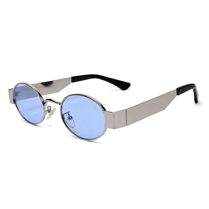 Liora Silver Small Full Rim Oval Sunglasses for Women — Hashtag Eyewears
