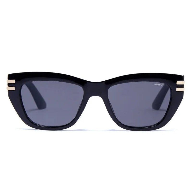 Lucid Black and Golden Large Full Rim Square Sunglasses for Women — Hashtag Eyewears