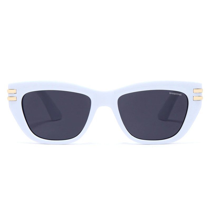 Lucid White and Golden Large Full Rim Square Sunglasses for Women — Hashtag Eyewears