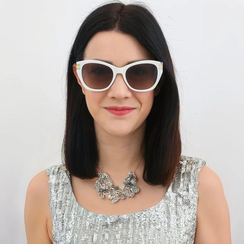 Lucid White and Golden Large Full Rim Square Sunglasses for Women — Hashtag Eyewears