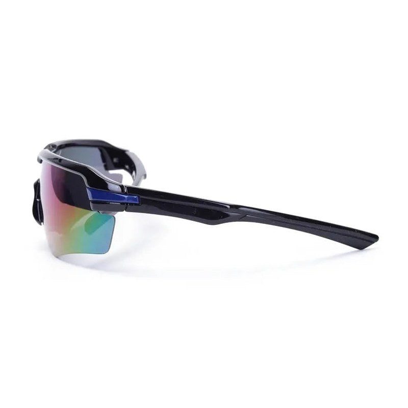 Lumina Black/Blue Large Half Rim Shield Sports Sunglasses for Men & Women — Hashtag Eyewears
