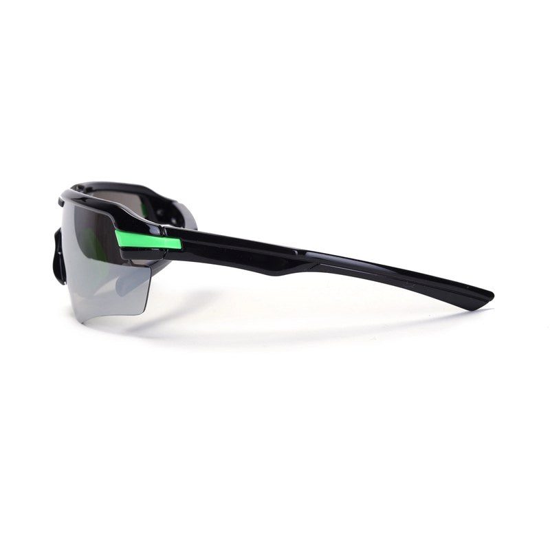 Lumina Black/Green Large Half Rim Shield Sports Sunglasses for Men & Women — Hashtag Eyewears