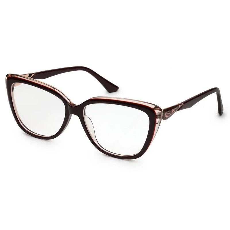 Luxury Golden-Dark Red Medium Full Rim Cateye Eyeglasses for Women — Hashtag Eyewears