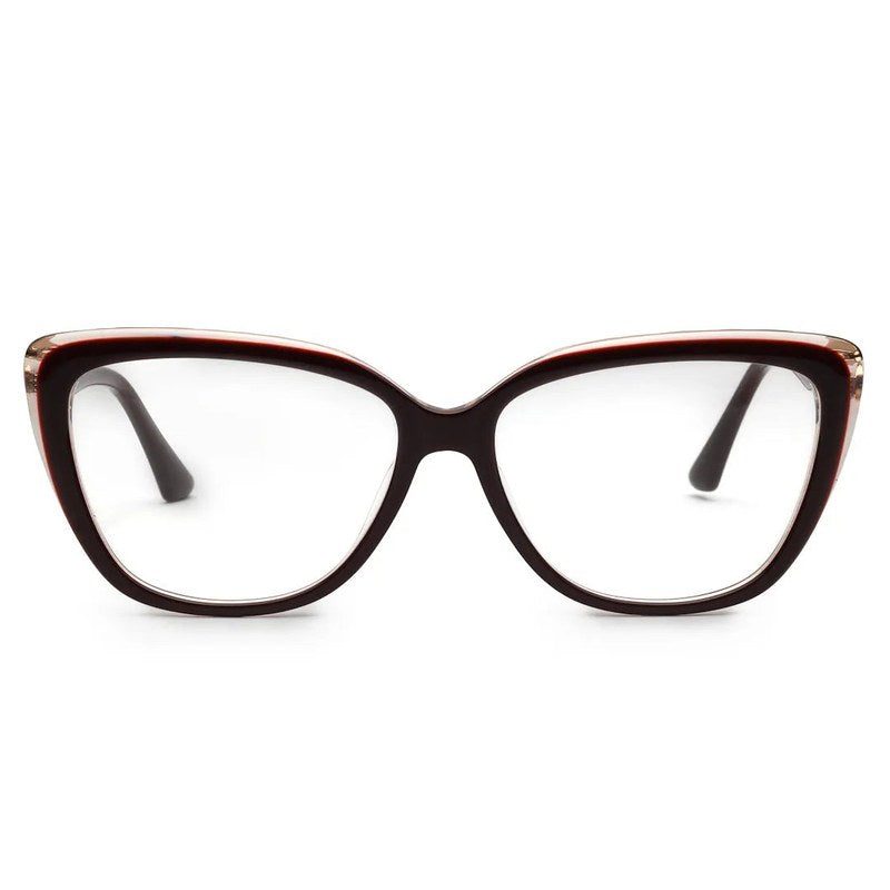 Luxury Golden-Dark Red Medium Full Rim Cateye Eyeglasses for Women — Hashtag Eyewears