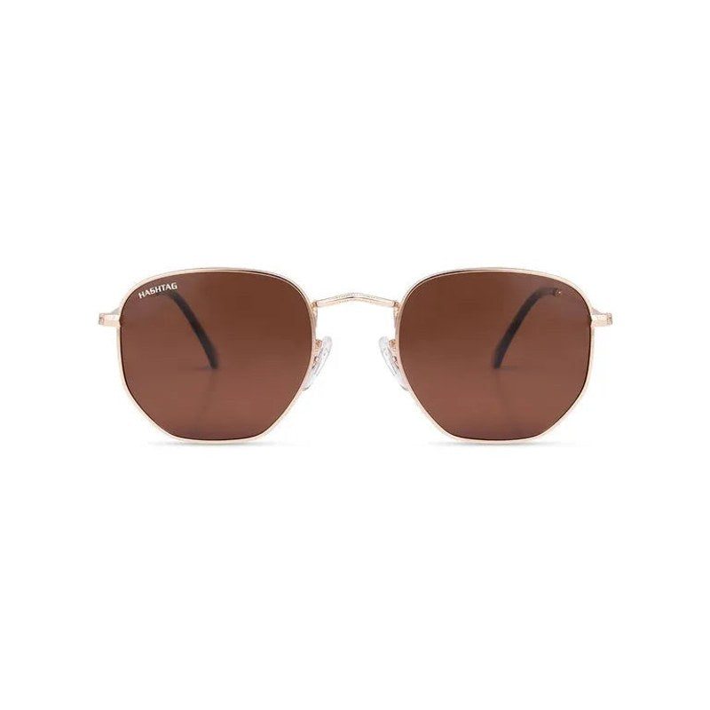 Lyraen Brown Medium Full Rim Hexagonal Sunglasses for Men & Women — Hashtag Eyewears