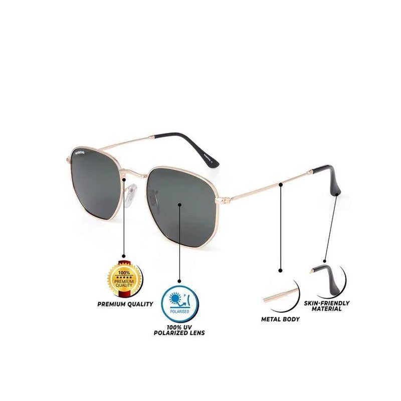 Lyraen Green Medium Full Rim Hexagonal Sunglasses for Men & Women — Hashtag Eyewears