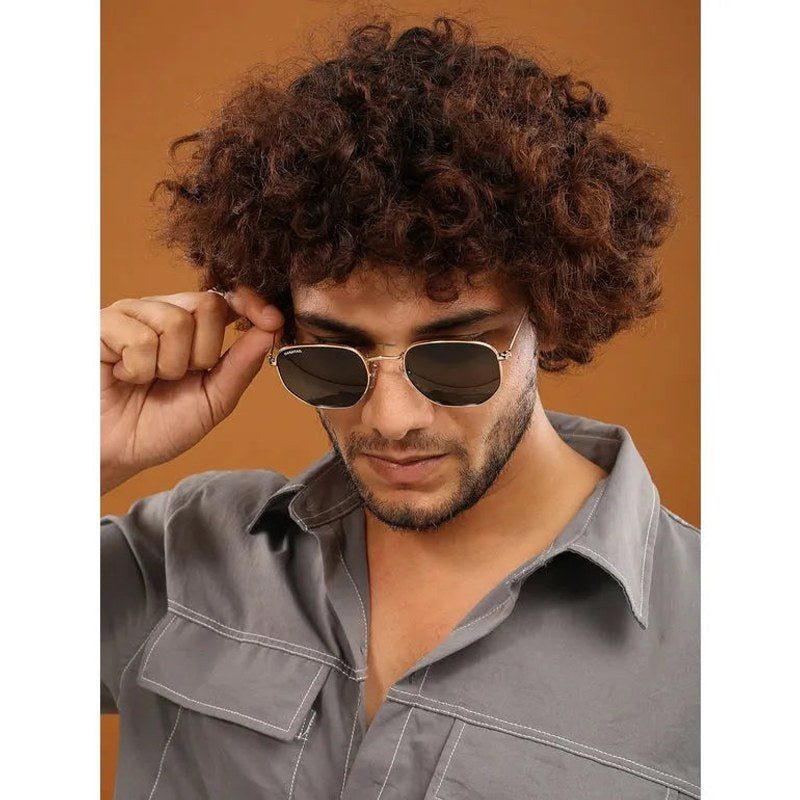 Lyraen Green Medium Full Rim Hexagonal Sunglasses for Men & Women — Hashtag Eyewears