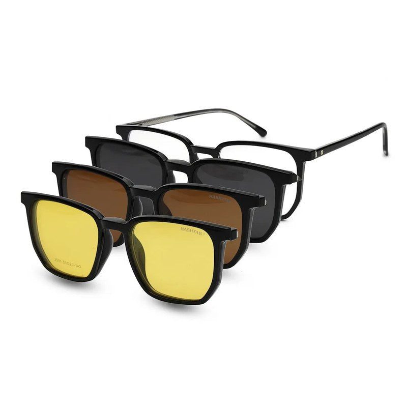 Lyria Black Medium Full Rim Square Clip-on for Men — Hashtag Eyewears
