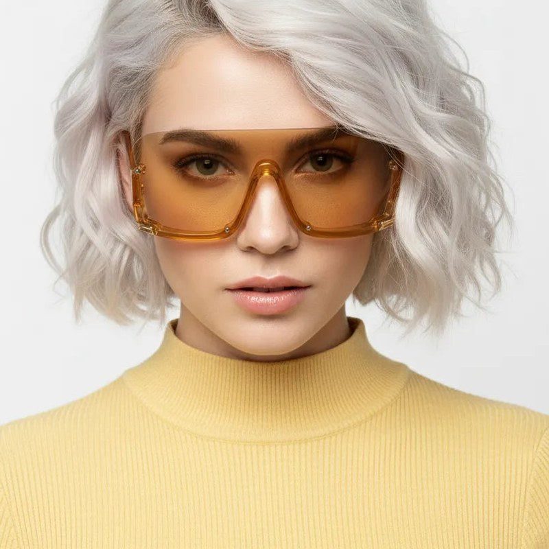 Lyrion Orange Medium Half Rim Shield Sunglasses for Men & Women — Hashtag Eyewears