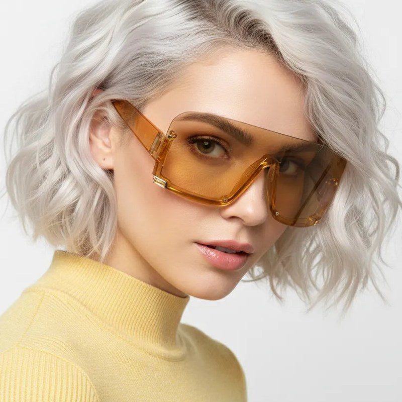 Lyrion Orange Medium Half Rim Shield Sunglasses for Men & Women — Hashtag Eyewears