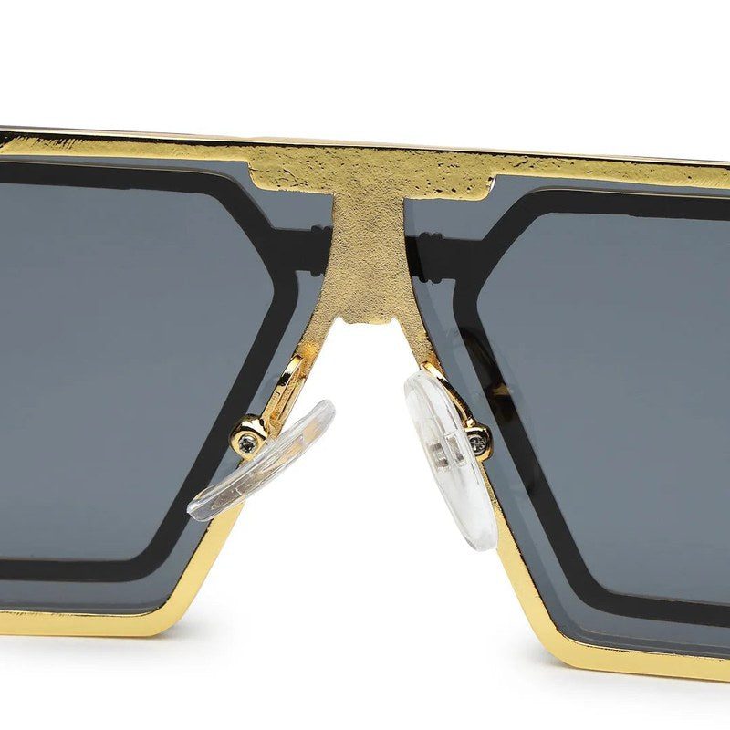 Lythara Golden & Black Medium Full Rim Rectangle Sunglasses for Men & Women — Hashtag Eyewears