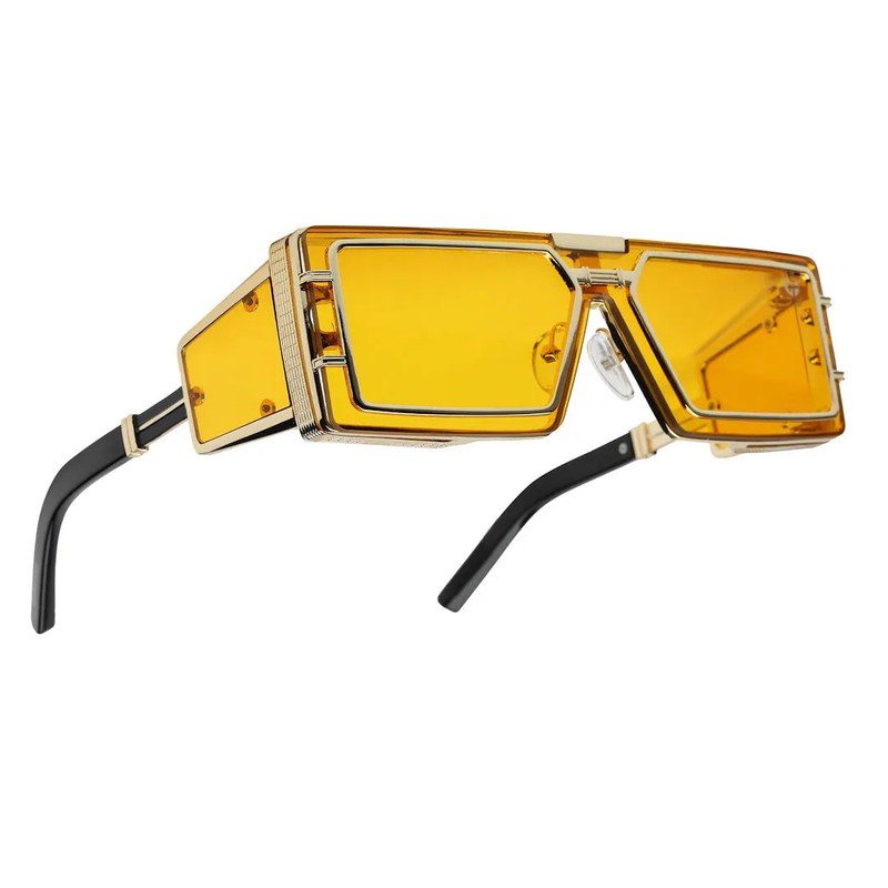 Lythara Golden & Yellow Medium Full Rim Rectangle Sunglasses for Men & Women — Hashtag Eyewears