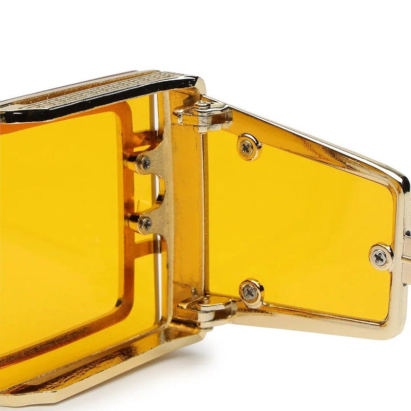 Lythara Golden & Yellow Medium Full Rim Rectangle Sunglasses for Men & Women — Hashtag Eyewears