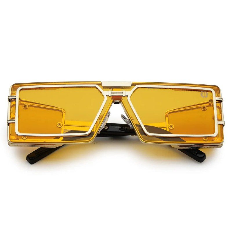 Lythara Golden & Yellow Medium Full Rim Rectangle Sunglasses for Men & Women — Hashtag Eyewears