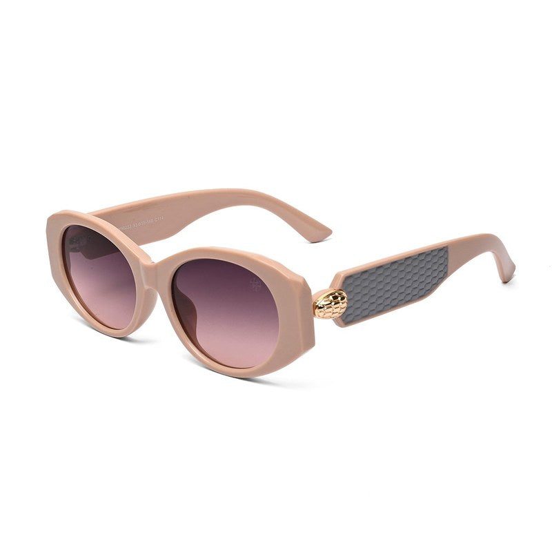 Medusa Pinkish Biege Medium Full Rim Oval Sunglasses for Women — Hashtag Eyewears