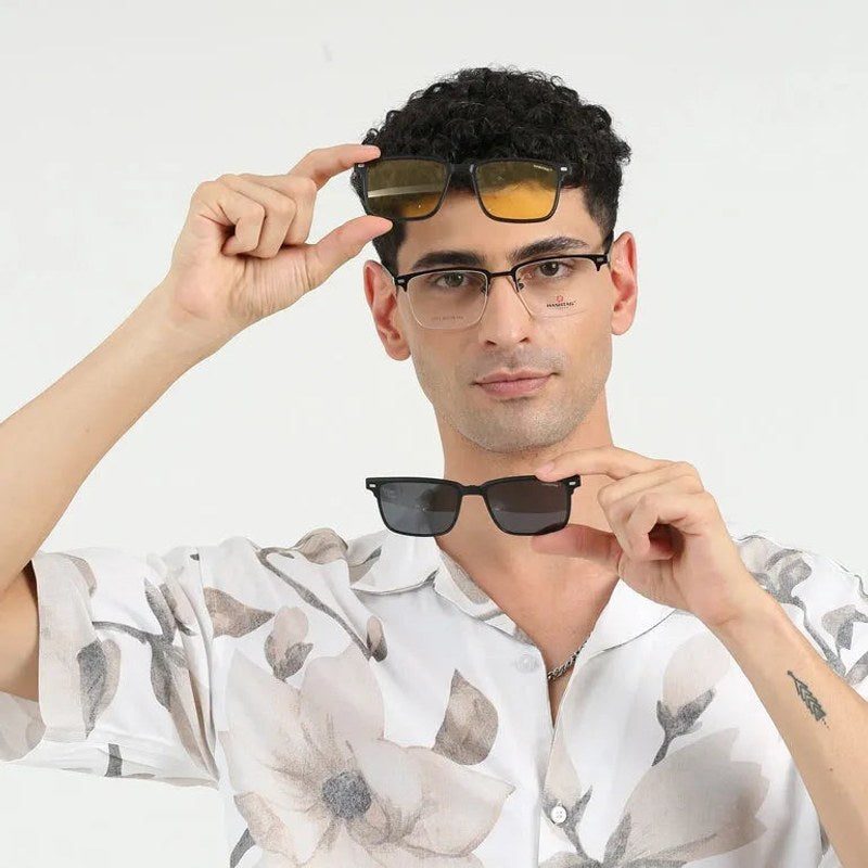 Mirage Black Medium Half Rim Square Clip-on for Men & Women — Hashtag Eyewears