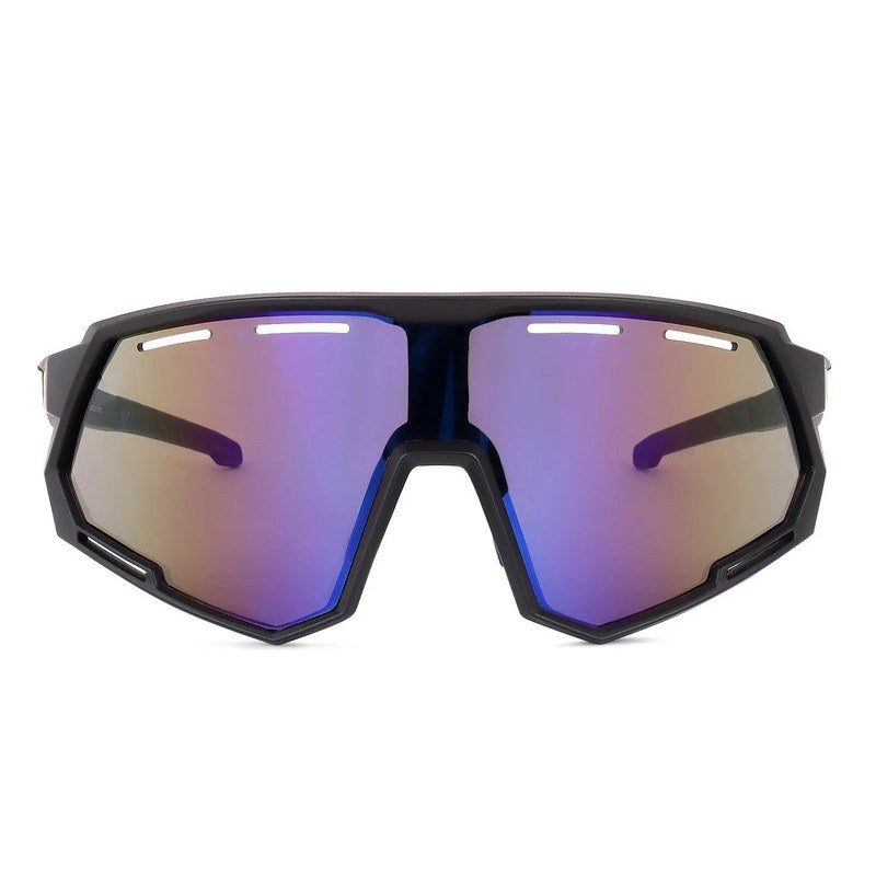 Myrion Black/Blue Medium Full Rim Shield Sports Sunglasses for Men & Women — Hashtag Eyewears