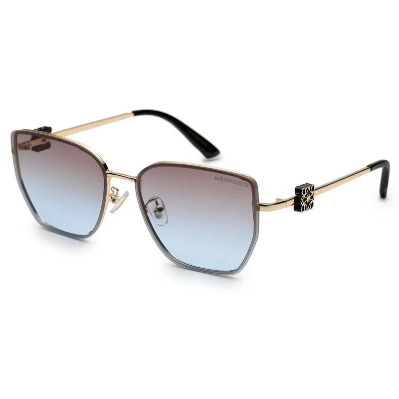 Nebular Gradient Brown & Blue Medium Full Rim Rectangle Sunglasses for Women — Hashtag Eyewears