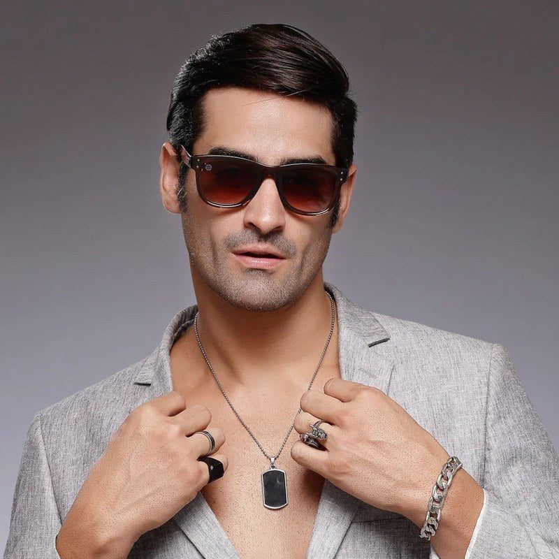 Nebulix Brown Medium Full Rim Wayfarer Sunglasses for Men — Hashtag Eyewears