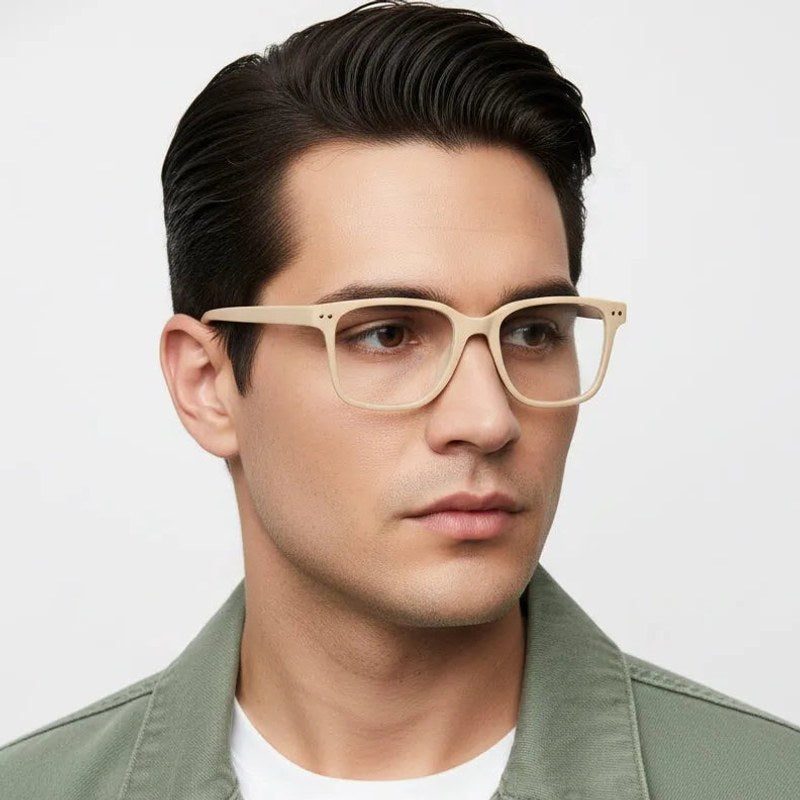 NexEye Cream Medium Full Rim RECTANGLE Computer Glasses for Men & Women — Hashtag Eyewears