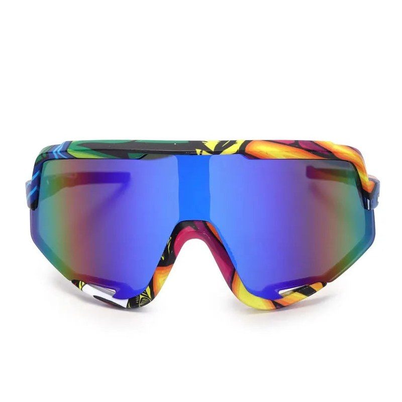 Nexis Blue/ Green Large Full Rim Shield Sports Sunglasses for Men & Women — Hashtag Eyewears