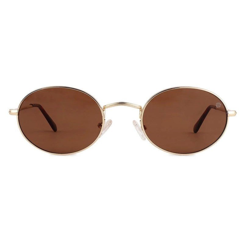 Nimbra Brown Small Full Rim Oval Sunglasses for Women — Hashtag Eyewears