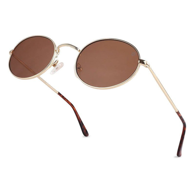 Nimbra Brown Small Full Rim Oval Sunglasses for Women — Hashtag Eyewears