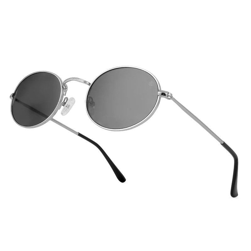 Nimbra Silver Small Full Rim Oval Sunglasses for Women — Hashtag Eyewears