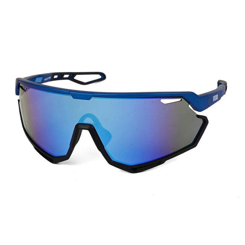 Nitro Blue/Black Extra-Large Full Rim Shield Sports Sunglasses for Men & Women — Hashtag Eyewears