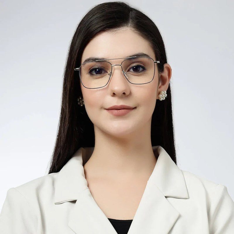 Nova Black & Silver Medium Full Rim Square Computer Glasses for Men & Women — Hashtag Eyewears