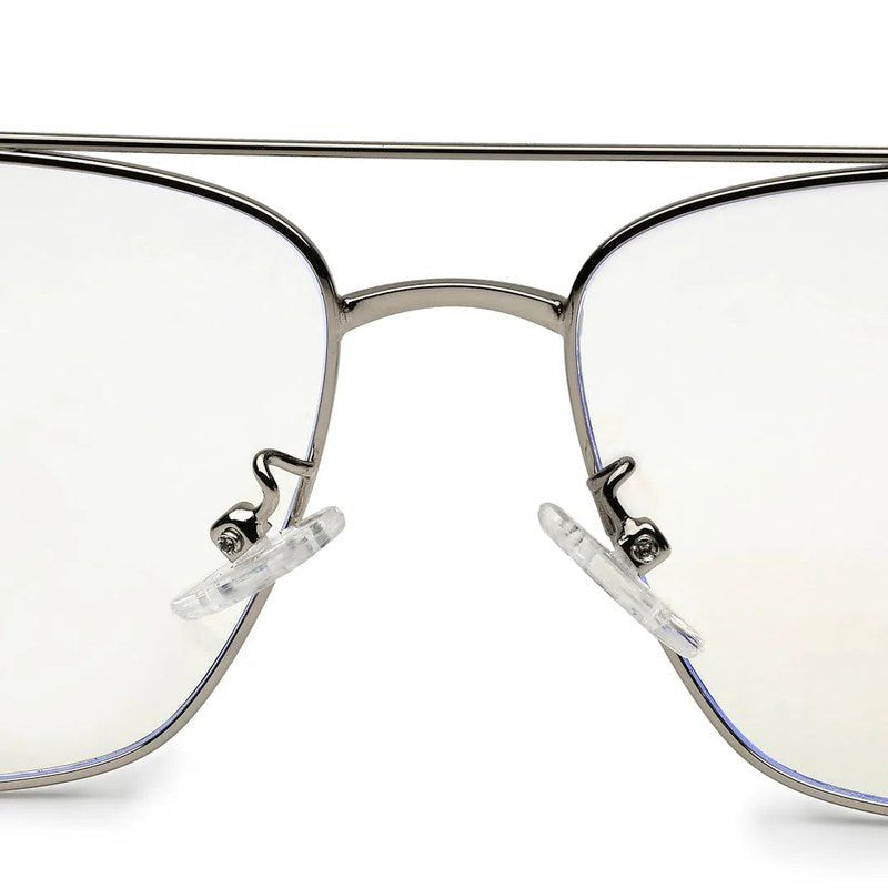 Nova Black & Silver Medium Full Rim Square Computer Glasses for Men & Women — Hashtag Eyewears
