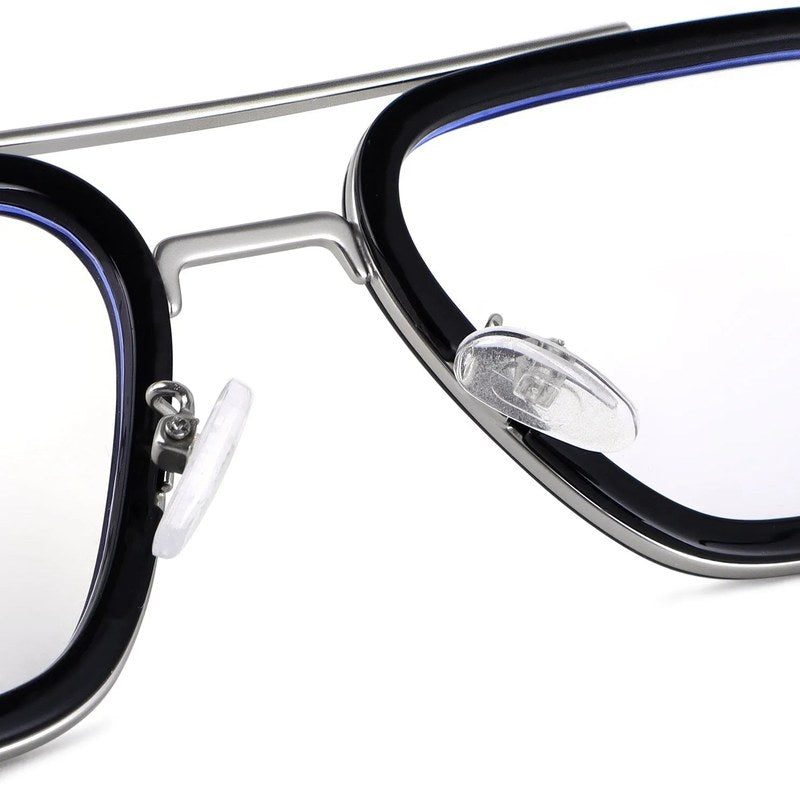 Novaic Silver & Black Medium Full Rim Rectangle Clip-on for Men & Women — Hashtag Eyewears