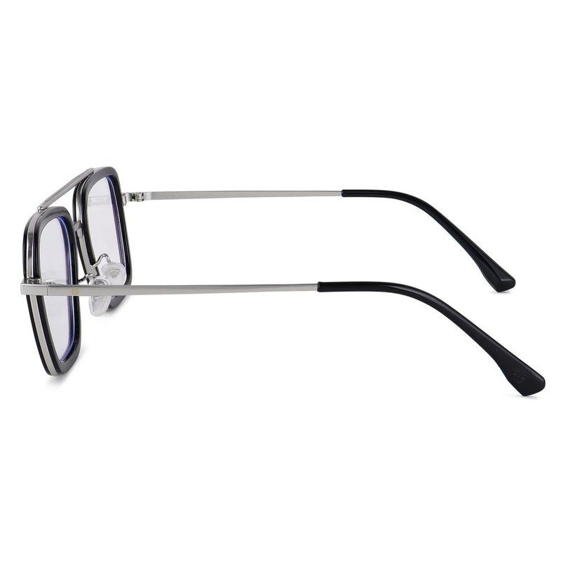 Novaic Silver & Black Medium Full Rim Rectangle Clip-on for Men & Women — Hashtag Eyewears