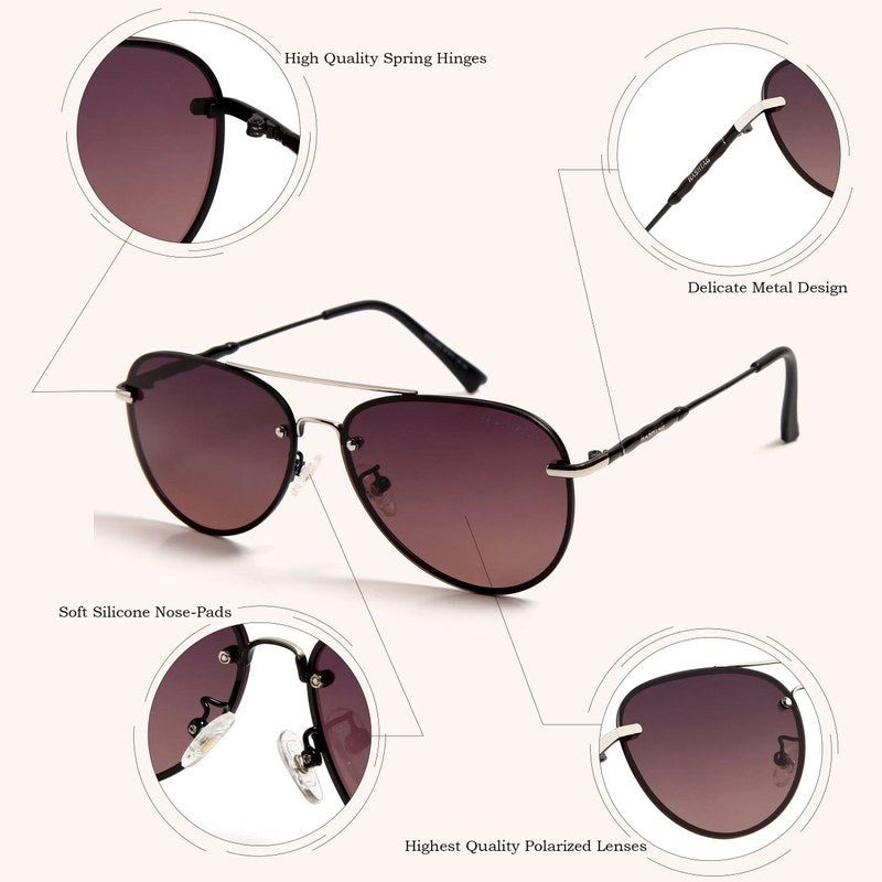 Nuvia Golden & Brown Medium Full Rim Aviator Sunglasses for Men & Women — Hashtag Eyewears